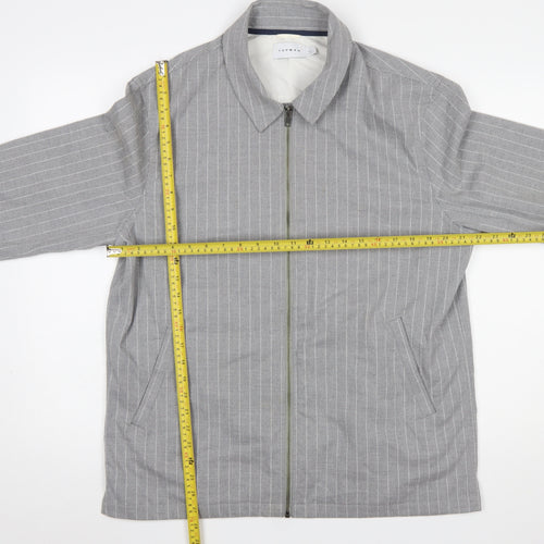 Topman Men's Grey Striped Zip-Up Jacket Size L Casual Twill