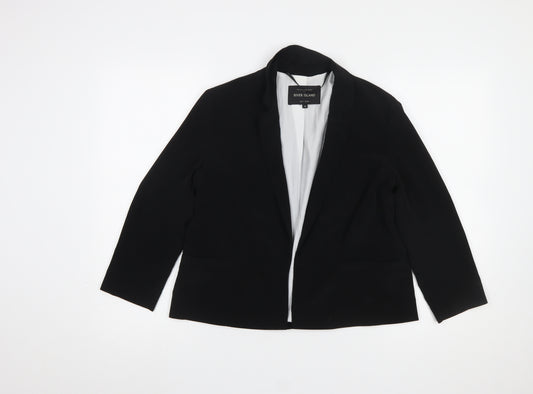 River Island Women Black Size 10 Tailored Single-Breasted Blazer