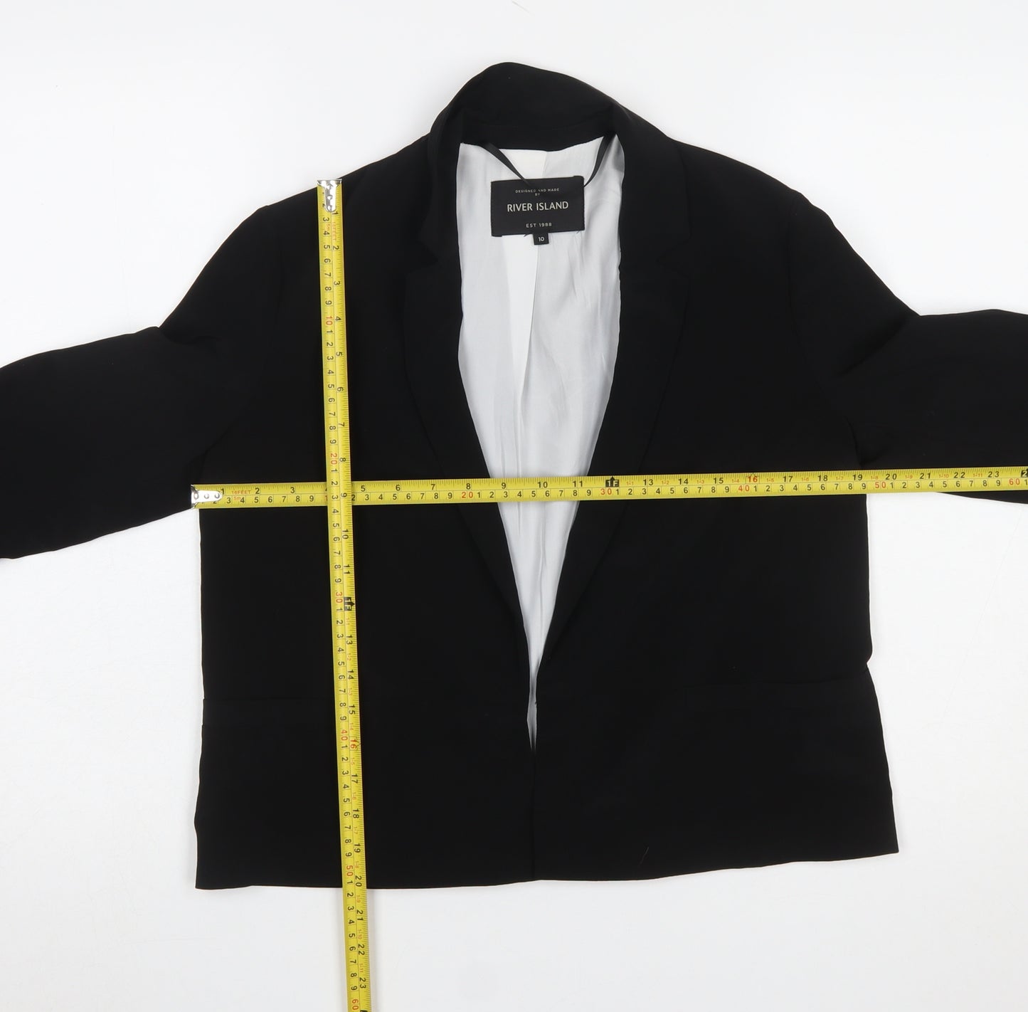 River Island Women Black Size 10 Tailored Single-Breasted Blazer