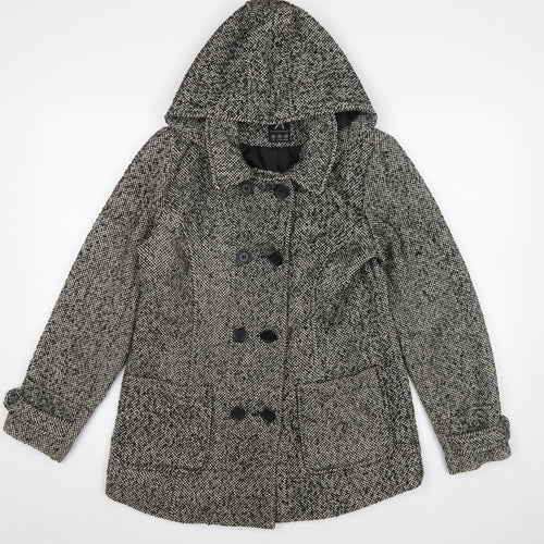 Atmosphere Womens Grey Pea Coat Size 10 Hooded Tweed Winter Jacket