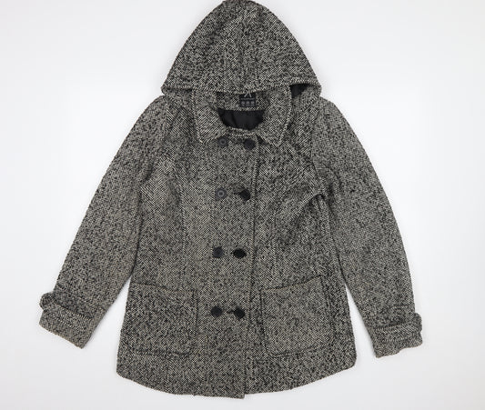 Atmosphere Womens Grey Pea Coat Size 10 Hooded Tweed Winter Jacket