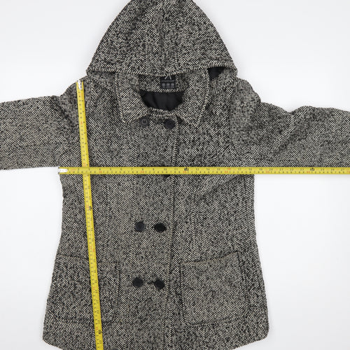 Atmosphere Womens Grey Pea Coat Size 10 Hooded Tweed Winter Jacket