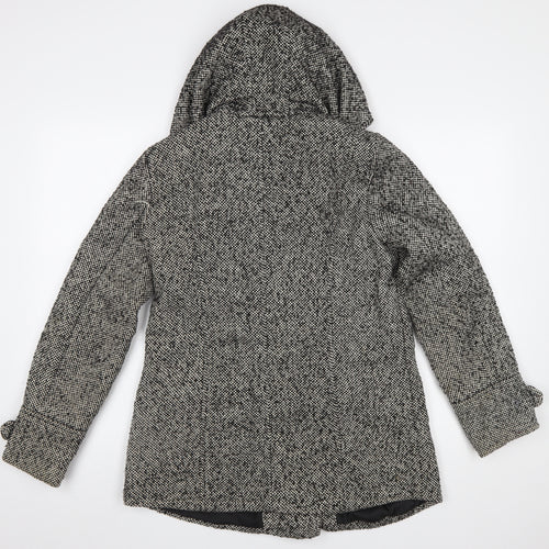 Atmosphere Womens Grey Pea Coat Size 10 Hooded Tweed Winter Jacket