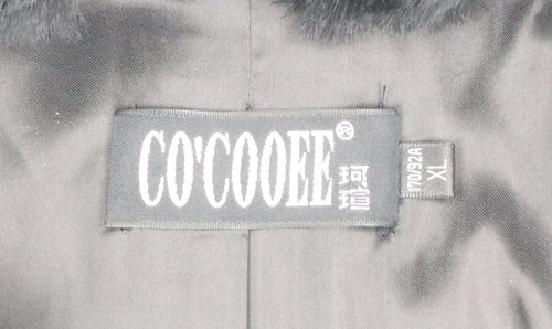 CO'COOEE Women's Black Wool Blend Faux Fur Collar Coat Size 14