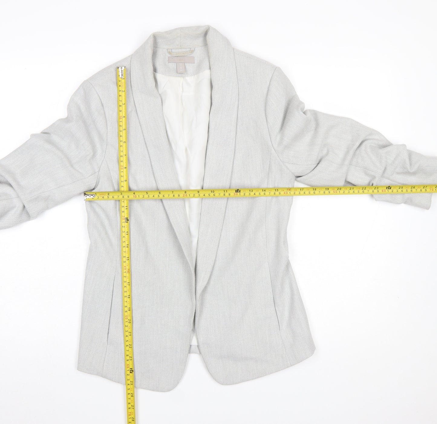 H&M Women’s Grey Blazer Jacket Size 12 Tailored Single-Breasted