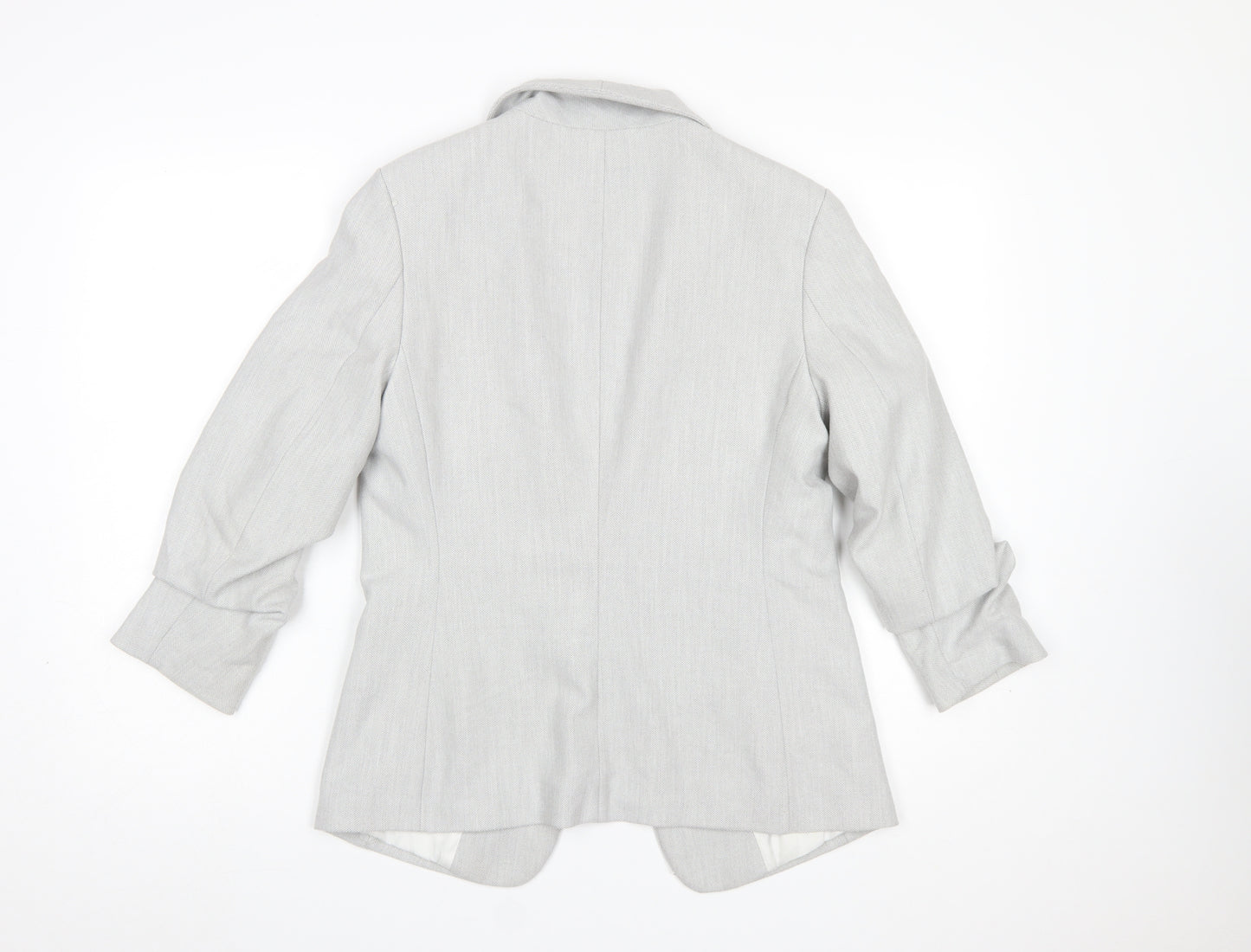 H&M Women’s Grey Blazer Jacket Size 12 Tailored Single-Breasted