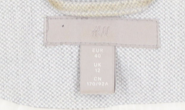 H&M Women’s Grey Blazer Jacket Size 12 Tailored Single-Breasted