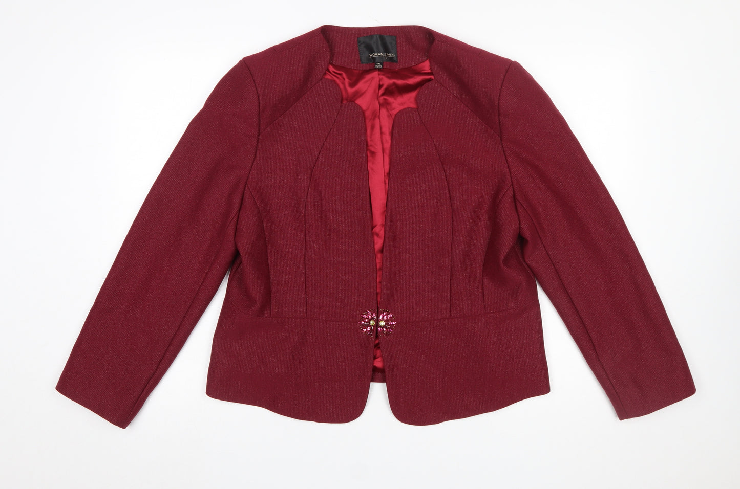 Woman Times Women's Red Long Sleeve Single-Breasted Blazer 4XL