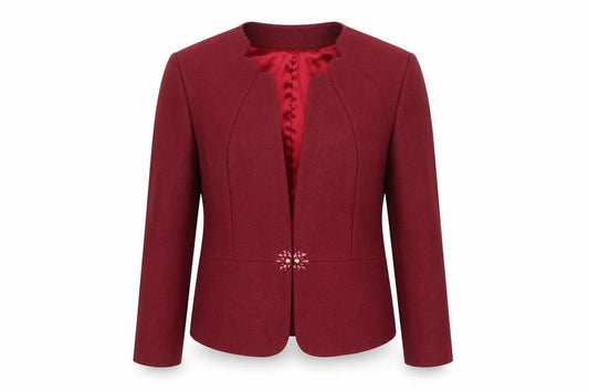 Front view of Woman Times Women's Red Long Sleeve Single-Breasted Blazer 4XL