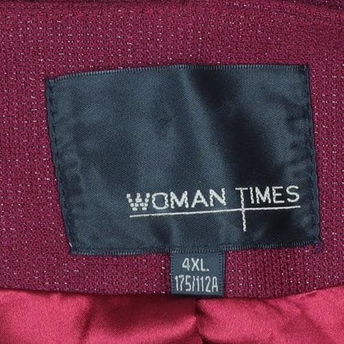 Woman Times Women's Red Long Sleeve Single-Breasted Blazer 4XL