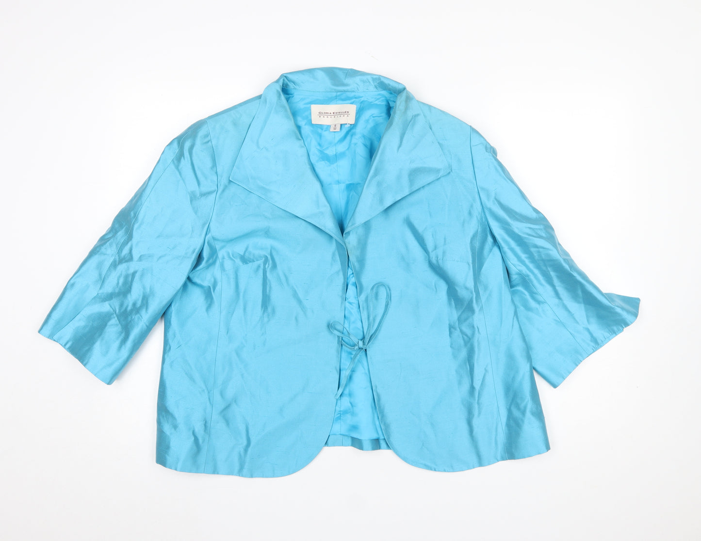 Gloria Estellés Women's Blue Silk 3/4 Sleeve Suit Jacket Size 24