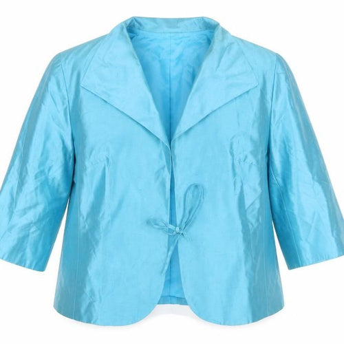 Gloria Estellés Women's Blue Silk 3/4 Sleeve Suit Jacket Size 24