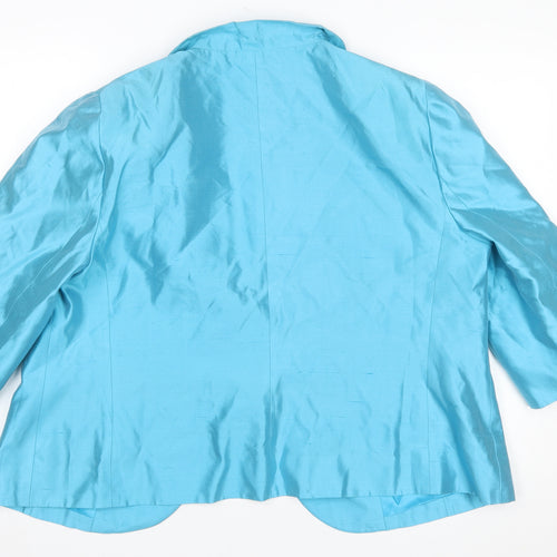 Gloria Estellés Women's Blue Silk 3/4 Sleeve Suit Jacket Size 24