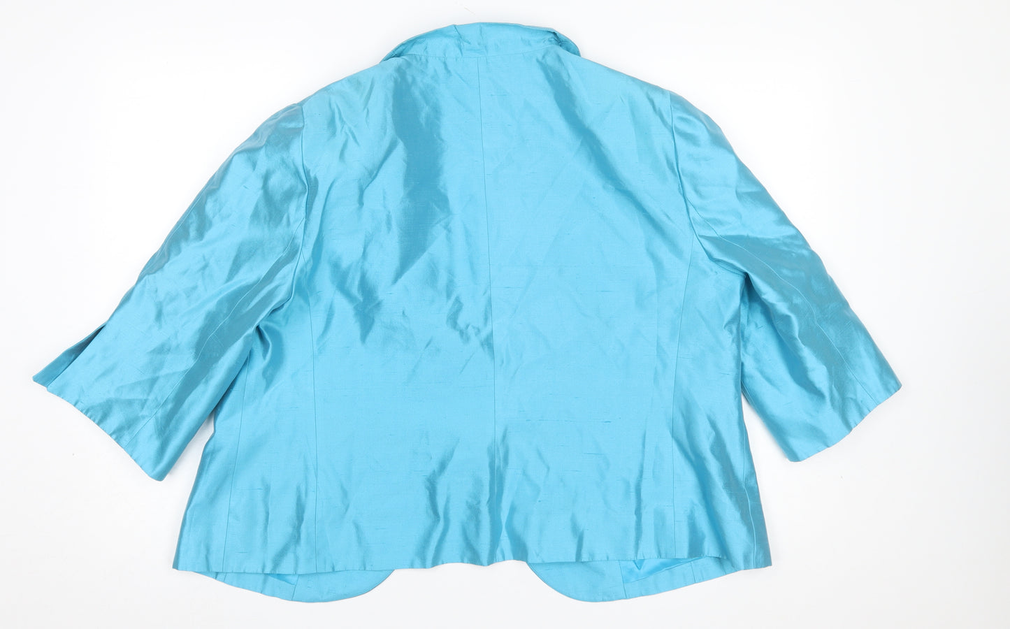 Gloria Estellés Women's Blue Silk 3/4 Sleeve Suit Jacket Size 24