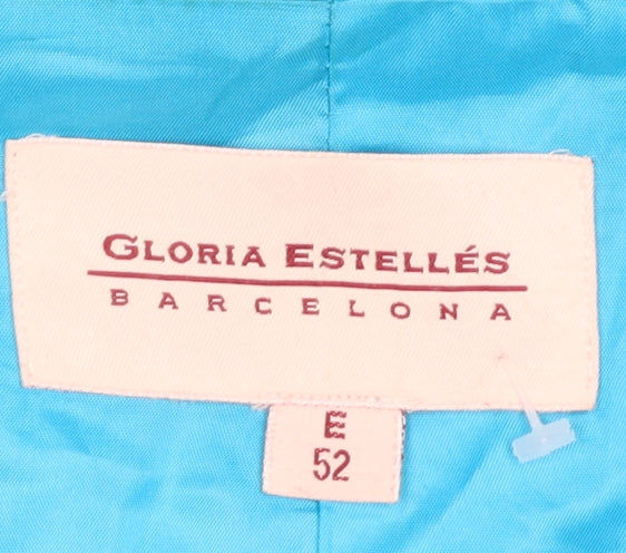 Gloria Estellés Women's Blue Silk 3/4 Sleeve Suit Jacket Size 24