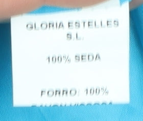 Gloria Estellés Women's Blue Silk 3/4 Sleeve Suit Jacket Size 24