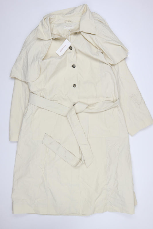 Marks and Spencer Women Beige Long Belted Trench Coat Size 24