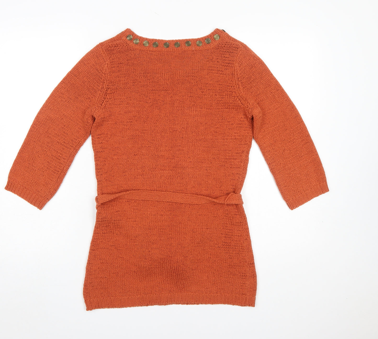 BHS Women’s Orange Studded Tunic Knit Jumper Size 10