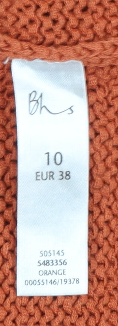 BHS Women’s Orange Studded Tunic Knit Jumper Size 10