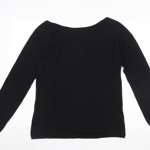 Elite Models' Fashion Womens Black L Jumper Beaded Knit Long Sleeve