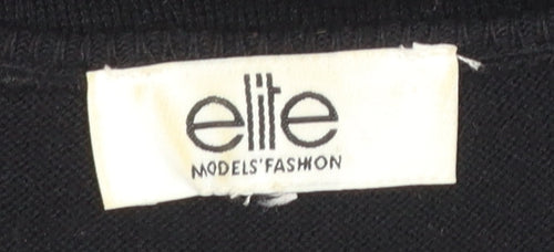 Elite Models' Fashion Womens Black L Jumper Beaded Knit Long Sleeve