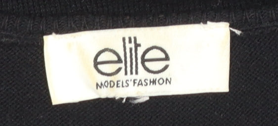 Elite Models' Fashion Womens Black L Jumper Beaded Knit Long Sleeve