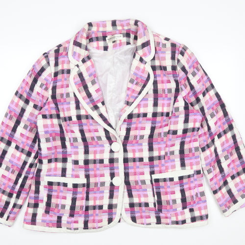 Simon Jeffrey Women's Multicoloured Check Tweed Blazer UK 22