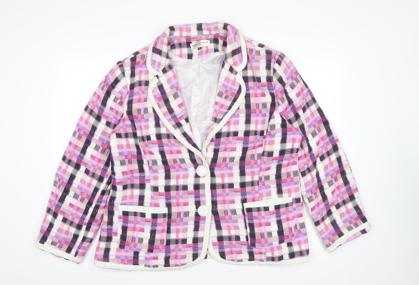 Simon Jeffrey Women's Multicoloured Check Tweed Blazer UK 22