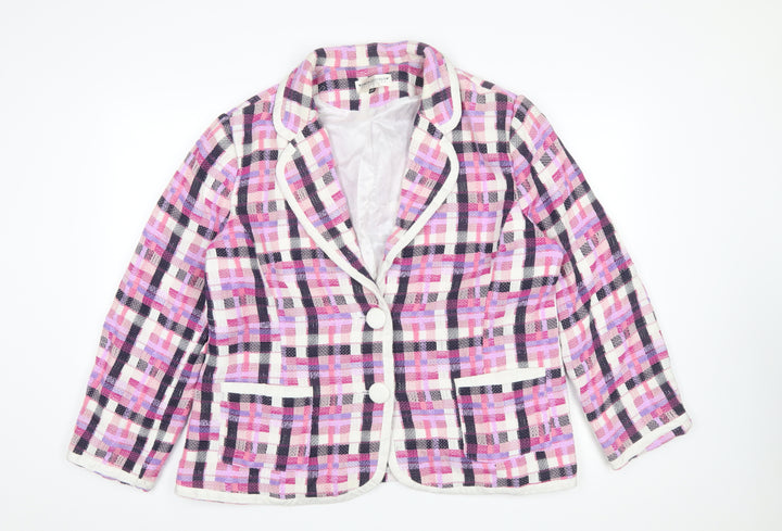 Simon Jeffrey Women's Multicoloured Check Tweed Blazer UK 22