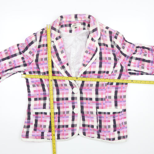 Simon Jeffrey Women's Multicoloured Check Tweed Blazer UK 22