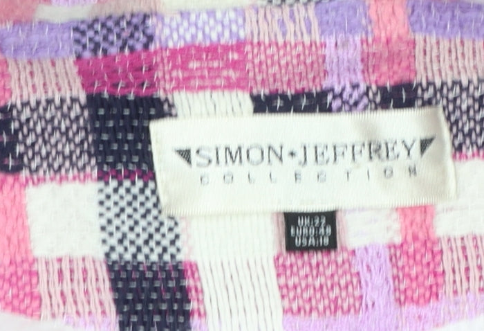 Simon Jeffrey Women's Multicoloured Check Tweed Blazer UK 22