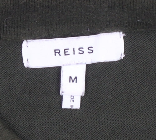 Reiss Men's Green Cotton 1/4 Zip Collared Jumper Size M