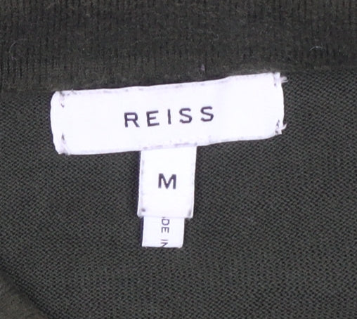 Reiss Men's Green Cotton 1/4 Zip Collared Jumper Size M