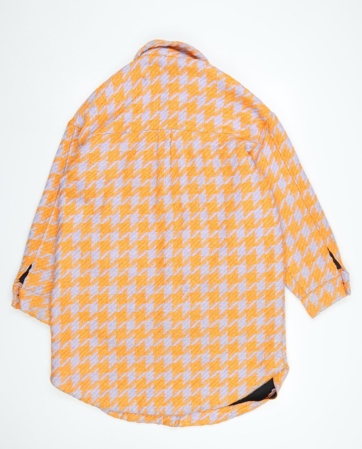 River Island Women Orange Houndstooth Mid-Length Jacket M