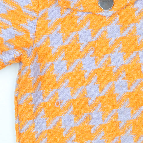 River Island Women Orange Houndstooth Mid-Length Jacket M