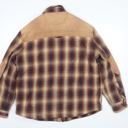 Weird Fish Men's Brown Check Flannel Shirt Jacket XL