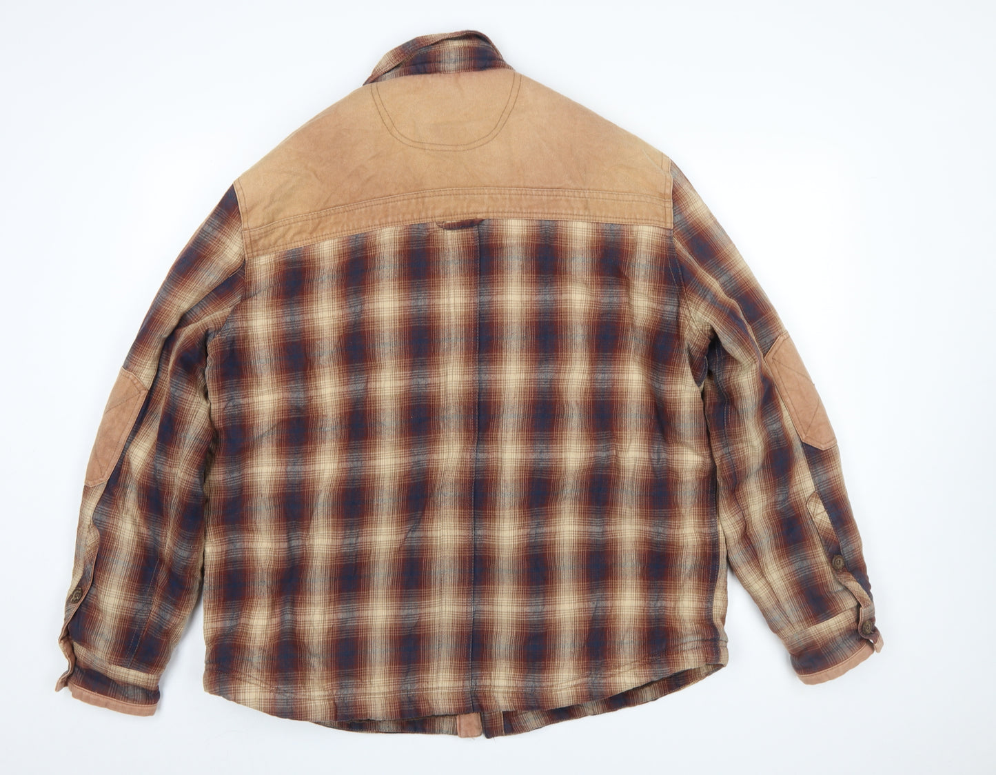 Weird Fish Men's Brown Check Flannel Shirt Jacket XL