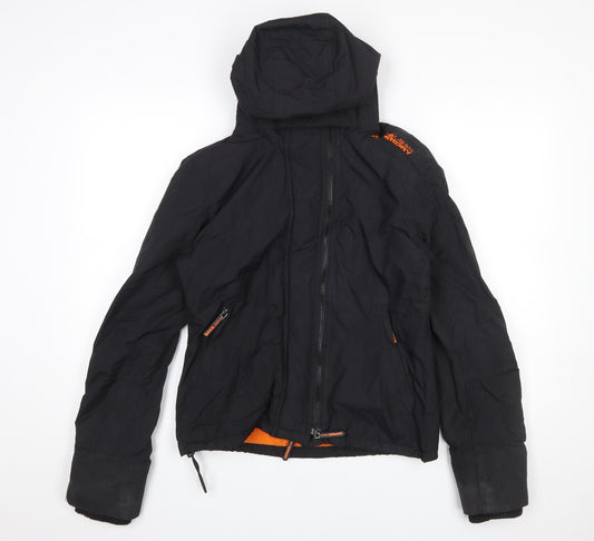 Superdry Men's Black Hooded Windbreaker Jacket Size M