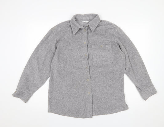 Marks and Spencer Women's Grey Button-Up Fleece Shirt Size 14