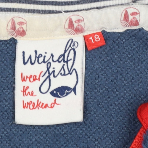 Weird Fish Women's Blue Hooded Fleece Jacket Size 18
