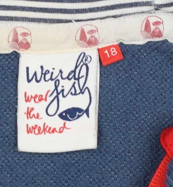 Weird Fish Women's Blue Hooded Fleece Jacket Size 18