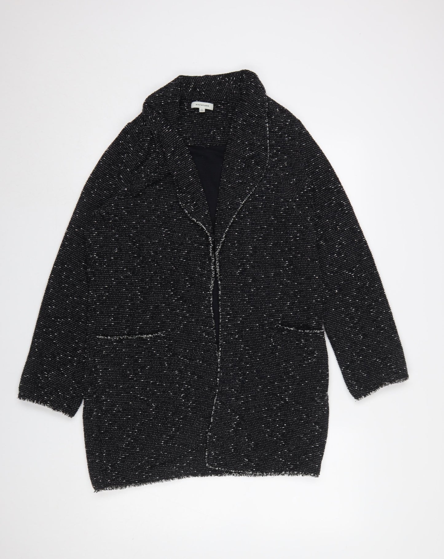 Max Studio Women Black Bouclé Long Blazer Jacket L