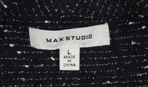 Max Studio Women Black Bouclé Long Blazer Jacket L