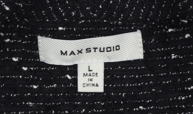 Max Studio Women Black Bouclé Long Blazer Jacket L