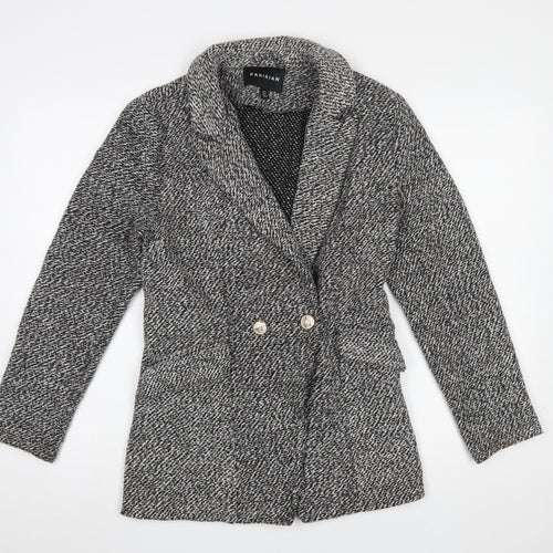 Parisian Women Black & White Textured Double-Breasted Blazer UK 10
