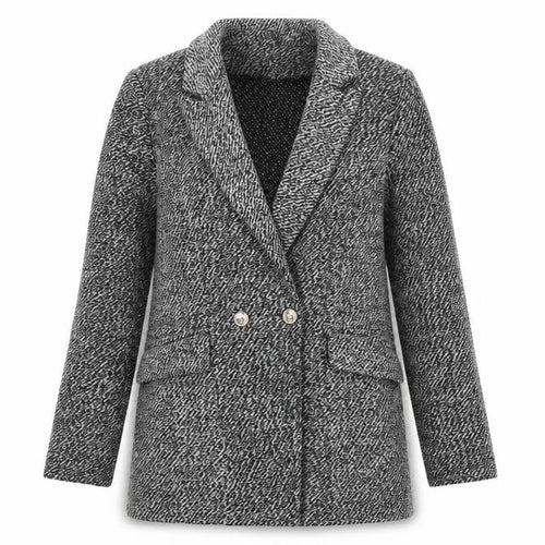 Parisian Women Black & White Textured Double-Breasted Blazer UK 10
