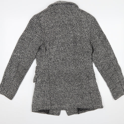 Parisian Women Black & White Textured Double-Breasted Blazer UK 10