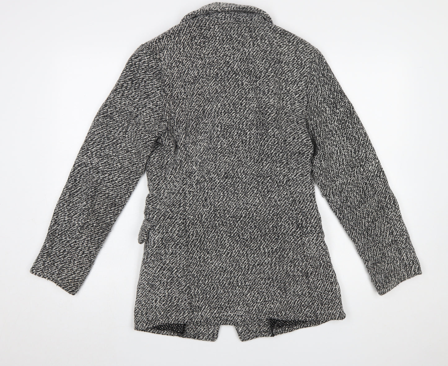 Parisian Women Black & White Textured Double-Breasted Blazer UK 10