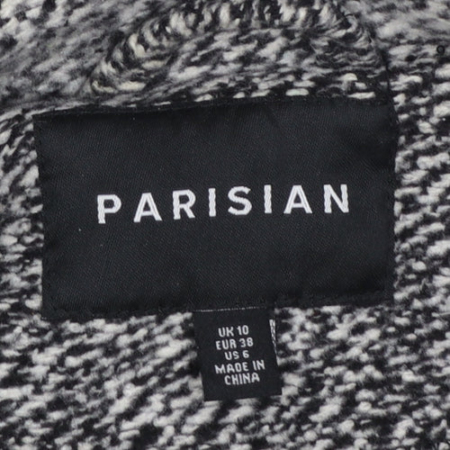 Parisian Women Black & White Textured Double-Breasted Blazer UK 10