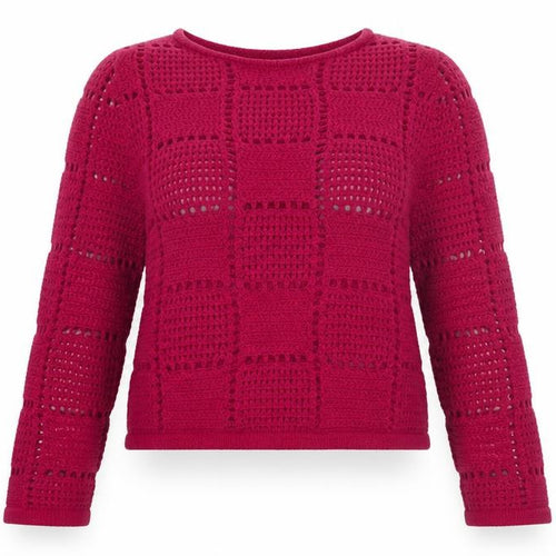 MNG Women's Pink Open-Knit Long Sleeve Jumper Size XL